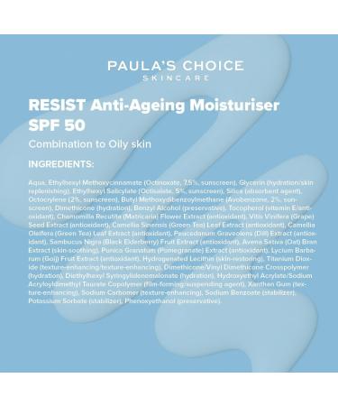 Paula's Choice RESIST Moisturizer SPF 50 - Anti-Aging Day Cream for Combination to Oily Skin - 60ml - Buy Online on GoSupps.com
