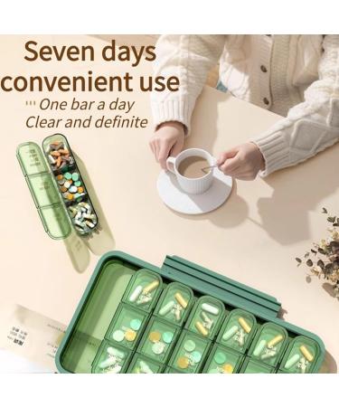 Buy Large Capacity Weekly Pill Organizer - 3/4 Times a Day 28 Cells - Ideal for Vitamins & Supplements - Translucent Green - Buy Online on GoSupps.com