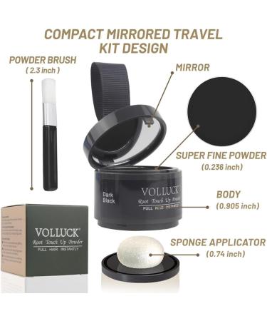 VOLLUCK Root Powder Natural Long-Lasting Hairline Powder for Men Women Waterproof Hair Powder Root 4 g (Dark Black) - Buy Online on GoSupps.com