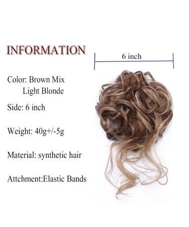 ZERAL Curly Messy Bun Hair Piece in Brown Mix Light Brown# for Women with Elastic Hair Bands - Buy Online on GoSupps.com