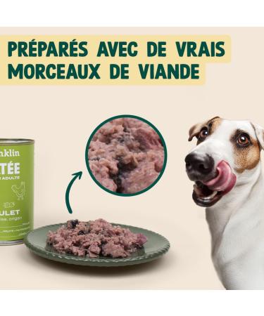 Franklin Dog Pate 6 x 400g Tin Format 70% Chicken Grain Free Mono-protein - Buy Online on GoSupps.com