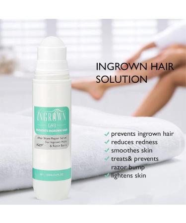 Ingrown Hair Serum for Men and Women - Gentle Nourishing Roll-On Repair Serum for Razor Bumps and Burns - Ideal for Intimate Hair Removal and Shaving (100ml) - Buy Online on GoSupps.com