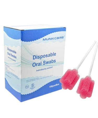 MUNKCARE Oral Swabs Flavored Lemon- Elderly Tooth Cleaning Sponges 150 Counts