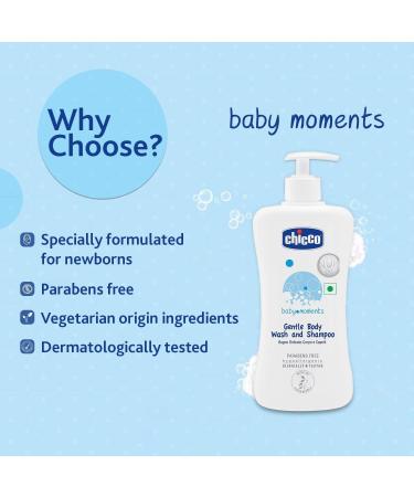 Chicco Baby Moments Gentle Body Wash & Shampoo (500ml) Best for Baby's Sensitive Skin - Buy Online on GoSupps.com