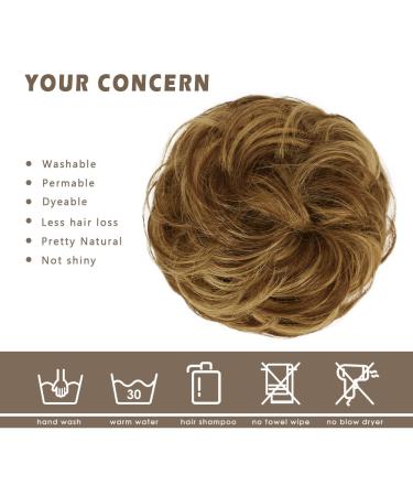 BARSDAR 100% Real Hair Extensions - Curved Mess Hair Tie 32g Full Updos 4P27# Brown Mix Blond - International Shipping Available - Buy Online on GoSupps.com