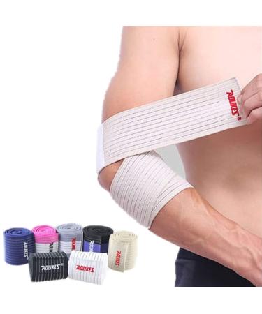 AIZXC Elastic Breathable Arm Elbow Wraps Straps Bandage Compression Brace Sleeve Support for Men Women Tennis, Golf, Badminton, Training, Bowling, Fitness & Weightlifting, 1 Pair Beige