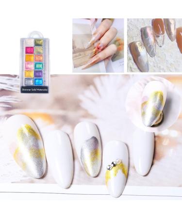 Nail Shiimmer Powder Manicure Solid Pearlescent Pigment Nail Art Dyeing Powder 12Colors - Buy Online on GoSupps.com