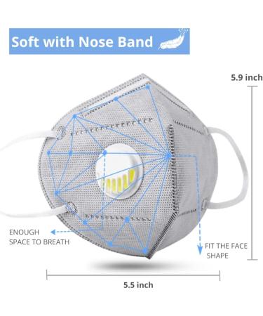 SpellLash Face Masks with Breathing Valve - 5 Pack | Breathable & Lightweight Sports Masks for Men & Women | Anti-Irritant Comfortable Gray Face Masks - Buy Online on GoSupps.com