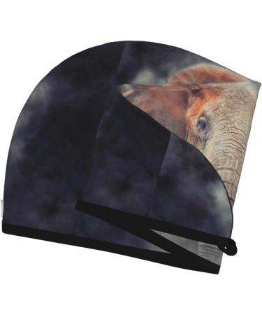 Quick-Dry Elephant in Smoke Hair Towel Wrap | Buttoned Hair Turban for Fast Drying - Buy Online on GoSupps.com