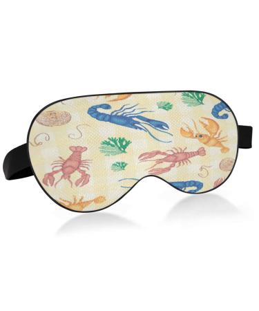 Sleep Mask Light Blocking Lobster Repeat Pattern Eye Mask for Sleeping with Adjustable Strap Soft Lightweight Eye Cover Blindfold for Men Women Work Travel Naps