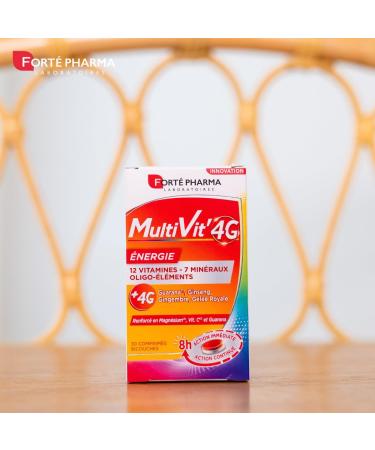 Fort Pharma - Multivit' 4G Energie - Food Supplement Shape and Tone - 12 Vitamins 7 Minerals - Ginseng Guarana Magnesium Ginger - Fatigue Irritability - 60 Two-Layer Tablets - Buy Online on GoSupps.com