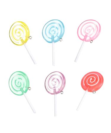 VICASKY 6pcs Lollipop Model Miniature Scene Decors Large Candy Ornaments Simulation Candy Toys Phone Case Embellishment Christmas Tree Candy Props Plastic House Fake Fruit Child