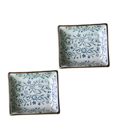 OUNONA 2pcs Ceramic Dish Ceramic Sauce Plate Plates Buffet Ramekins Japanese Seasoning Dish Pinch Ceramic Dip Dishes Ketchup Bowl Tasting Dish Soy Sauce Container Butter Manual Ceramics