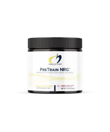 Designs for Health PreTrain NRG Drink Mix - Pre-Workout Powder with Creatine + Green Coffee - Supports Focus Power + Mental Energy in Athletes - None-GMO Cherry Lime Flavor (20 Servings / 180g)