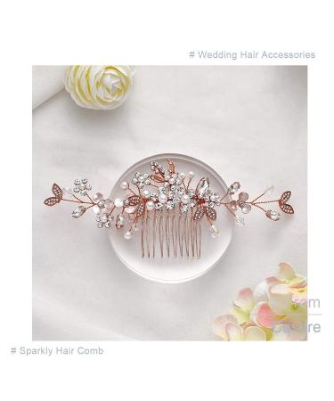 Crystal Rhinestone Bridal Hair Comb - Rose Gold Wedding Hair Accessories for Women - Buy Online on GoSupps.com
