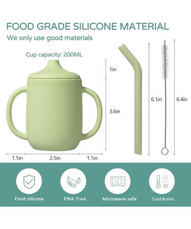 Silikong Silicone No Spill Straw Cups for Toddlers and Babies - 2 Pack (Green/Gray) | Dishwasher & Microwave Safe - Buy Online on GoSupps.com