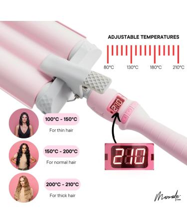 Mermade Hair 32mm Original Pro Waver | Three Barrel Curling Iron for Beach Waves - Grey - Buy Online on GoSupps.com