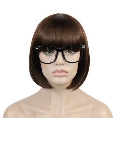 Ebingoo Velma Wig 11 Inch Dark Brown Bob Wig for Women | Heat Resistant Synthetic Wig with Bangs for Daily Wear - Buy Online on GoSupps.com
