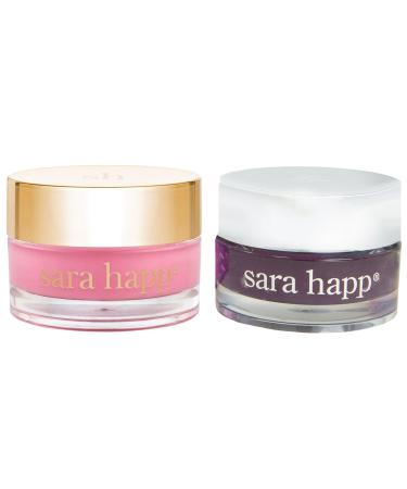 sara happ Sweet Clay Mask + Passion Fruit Sugar Scrub Lip Duo Exfoliating and Moisturizing Lip Treatments for Dry and Flaky Lips Vegan (0.47 ounce and 0.5 ounce jars)