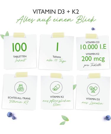 Buy High-Dose Vitamin D3 10 000 IU + K2 200 MCg MK7 - 100 Vegetarian Tablets | Premium Quality Lab Tested Fast International Shipping - Buy Online on GoSupps.com