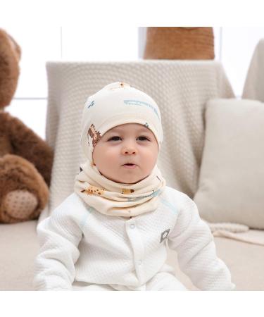 VUCDXOP Baby Cotton Hat Scarf Set - Beanie Hat + Tube Scarf for Boys and Girls | Color#5, Size M | Autumn Winter Soft Cotton | Ages 7 Months-2 Years - Buy Online on GoSupps.com