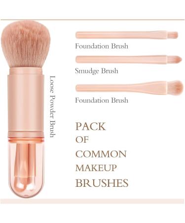 Travel Makeup Brushes Set: 4 in 1 Mini Cute Makeup Brush Retractable Professional Foundation Blending Powder Eye Shadow Brush for Women Facial Cosmetics Makeup Brush Set - Buy Online on GoSupps.com