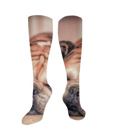 English bulldog compression socks for women and men circulation 15 20 mmHg is the best support for sporty running and cycling