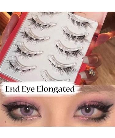 Okdeals 5 Pairs Cat Eye Fox Lashes - 3D Natural Look & Fluffy Anime Cosplay Extensions for Manga | Curled Winged Lashes - Buy Online on GoSupps.com