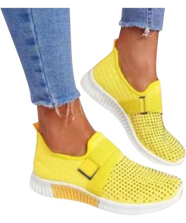 Women's Light Waterproof Sneakers - Stylish Orthopedic & Trekking Shoes in White Blue Black & Yellow | Summer Dress Sneakers - Buy Online on GoSupps.com