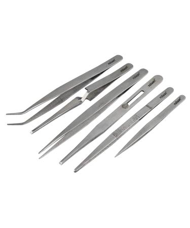 3XStainless Steel Tweezers - 6 Pieces