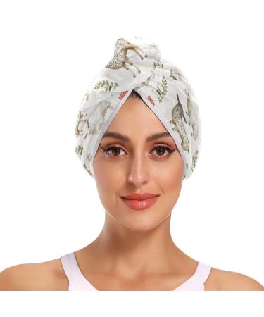Sheep Rooster Hair Towel 2 Pack Super Absorbent Hair Drying Towel Quick Dry Hair Turbans Head Towel with Button Twisty Wrap for Women Girls