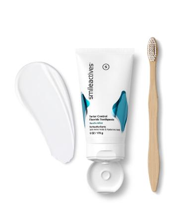 Smileactives Tartar Control Fluoride Toothpaste for Oral Care and Gum Health Teeth Whitening Tooth Enamel and Cavity Repair Support Vanilla Mint Flavored Toothpaste for Fresh Breath 6 oz Tube