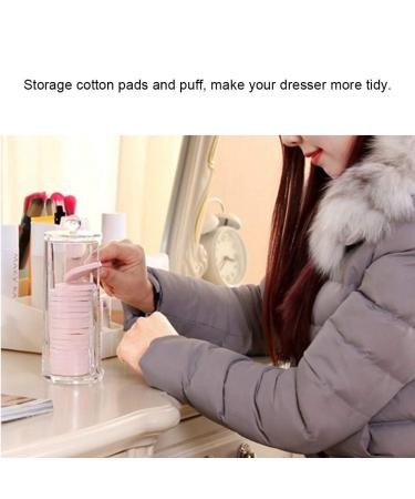 Round Cotton Storage with Lid - Acrylic Transparent Makeup Remover Organizer for Cosmetics - Buy Online on GoSupps.com