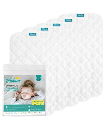 Changing Pad Liners - 5 Pack(Improved Style), Superior Bamboo Terry Surface, Waterproof & absorbant Diaper Changing pad Liners 27x15 Inch (Pack of 5)