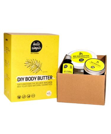 Hello Simple - Diy Body butter for doing yourself (180 g) natural cosmetics without aluminum vegan organic plastic -free (natural (without fragrance) with jojoba oil)