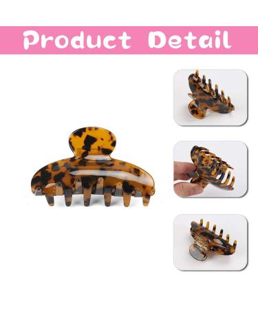 Tortoise Claw Hair Clip Set - 3Pcs 3.5 inch Leopard Print Barrettes for Women | French Vintage Design Hair Grip for Thick Thin Curly Straight Long Hair - Buy Online on GoSupps.com