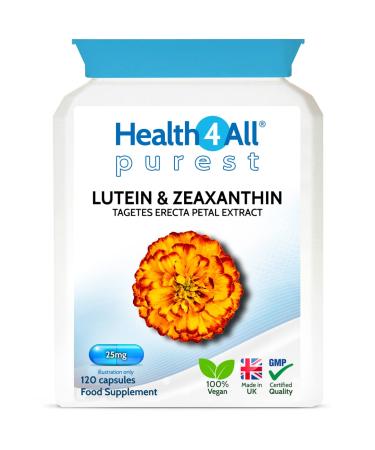 Health4All Lutein and Zeaxanthin Supplement 25mg 120 Capsules - Purest Vegan Eye Supplement for Eye Health Natural Eye Vitamins for Eye Care and Eye Floaters Relief 120 count (Pack of 1)