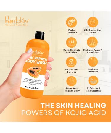 Herblov Kojic Acid Soap for Hyperpigmentation Skin Brightening Kojic Papaya Body Wash Dark Spot Soap Reduces Acne Scars and Evens Skin Tone Turmeric Body Wash for Brighter Glowing Face - Buy Online on GoSupps.com
