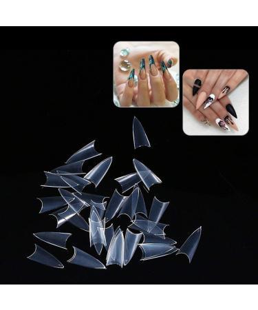 Clear nail tips acrylic artificial nail tips wrong nail tips for gelails 500 stilettos Sharp false nail art tips salon manicure decoration artificial nails (01) transparent - Buy Online on GoSupps.com