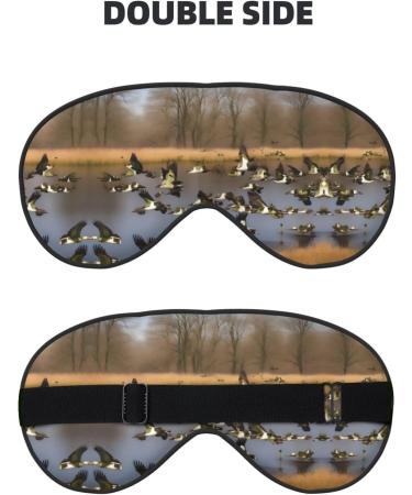 Flying Wild Ducks Print Unisex Sleep Mask | Double-Sided Eye Mask for Sound Sleep & Skin Care - Black - Buy Online on GoSupps.com