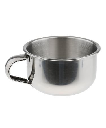 Inzopo Shaving Brush Mug for Men 8cm Stainless Steel Shiny Metal
