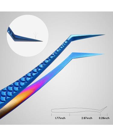 FEITA Diamond Grip Eyelash Extensions Tweezer 2Pcs - Japanese Steel Dolphin-shaped Precision Tweezers for False Lashes Application - Blue - Buy Online on GoSupps.com