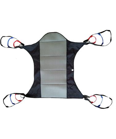 Patient Lift Sling Heavy Duty Transfer Patient Hoist Lift Dress Toileting Full Body Sling with Head Support Medical Transfer Belt Four Point Support (Black)