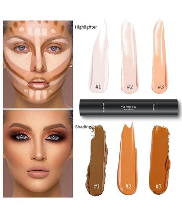 2-in-1 Highlight Contour Stick | Body & Face Makeup | Cruelty-Free Double-End Stick - Lotus & Light Brown - Buy Online on GoSupps.com