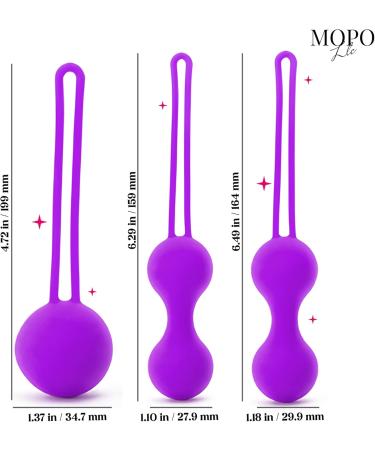 MOPO LLC Kegel Weighted Exercise Balls - Strengthen Pelvic Floor & Bladder Control - Set of 3 for All Levels - Purple - International Shipping Available - Buy Online on GoSupps.com