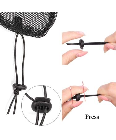 6 PCS Black Drawstring Ponytail Net Set - Stretchy Base for Afro Puff Weaving - Round and Square Styles (Size L) - Buy Online on GoSupps.com