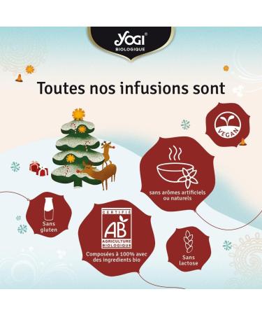 Yogi Organic Christmas Tea 100% Organic Infusion with Cocoa Bark Cinnamon and Hibiscus 15 unstamped teabags 1 Box - Buy Online on GoSupps.com