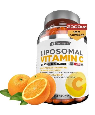 Premium Liposomal Vitamin C 2000mg - 180 Capsules  Ultra Potent High Absorption Ascorbic Acid  Supports Immune System & Collagen Booster - Powerful Antioxidant High Dose Fat Soluble Vitamin C