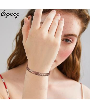 Cigmag 9X Copper Magnetic Bracelet for Women - Ultra Strength Magnet, Adjustable Cuff Bangle with Gift Box - Flower Copper Design - Buy Online on GoSupps.com