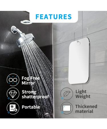 2 Pack Small (6x4) Fogless Shower Mirror for Shaving - Anti Fog, Unbreakable Acrylic, Travel-Friendly - Buy Online on GoSupps.com